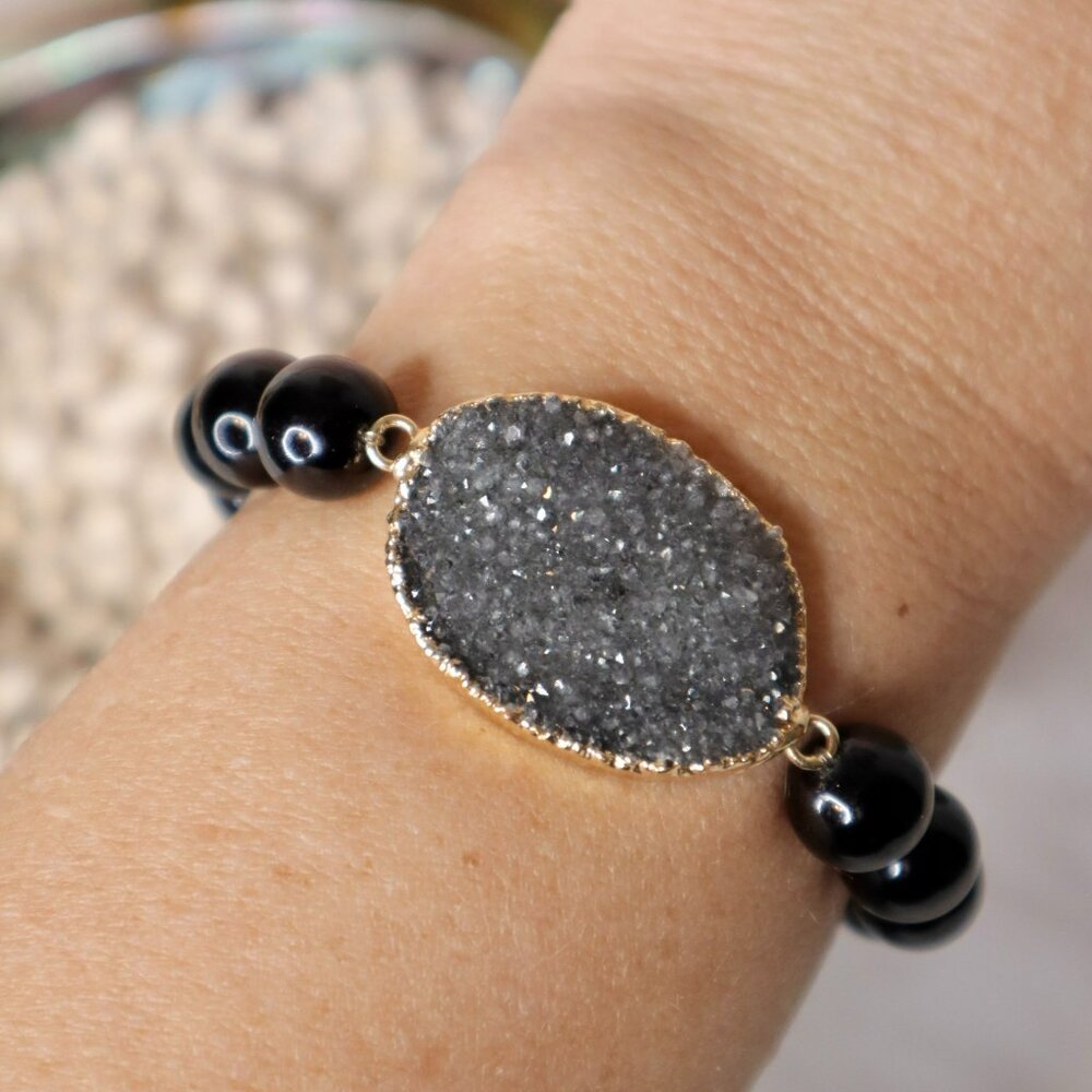 Druzy Quartz Beaded Bracelet